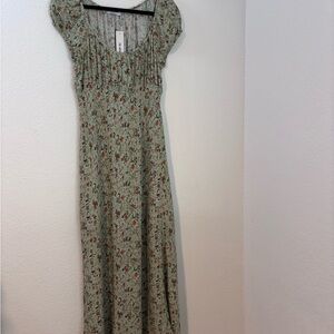 The Workshop Floral Green Maxi Dress Size L NWT Lined